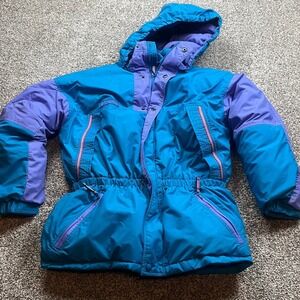 Columbia ski Jacket kid 18  Winter  Snowboard Puffer HoodedPurple duck down